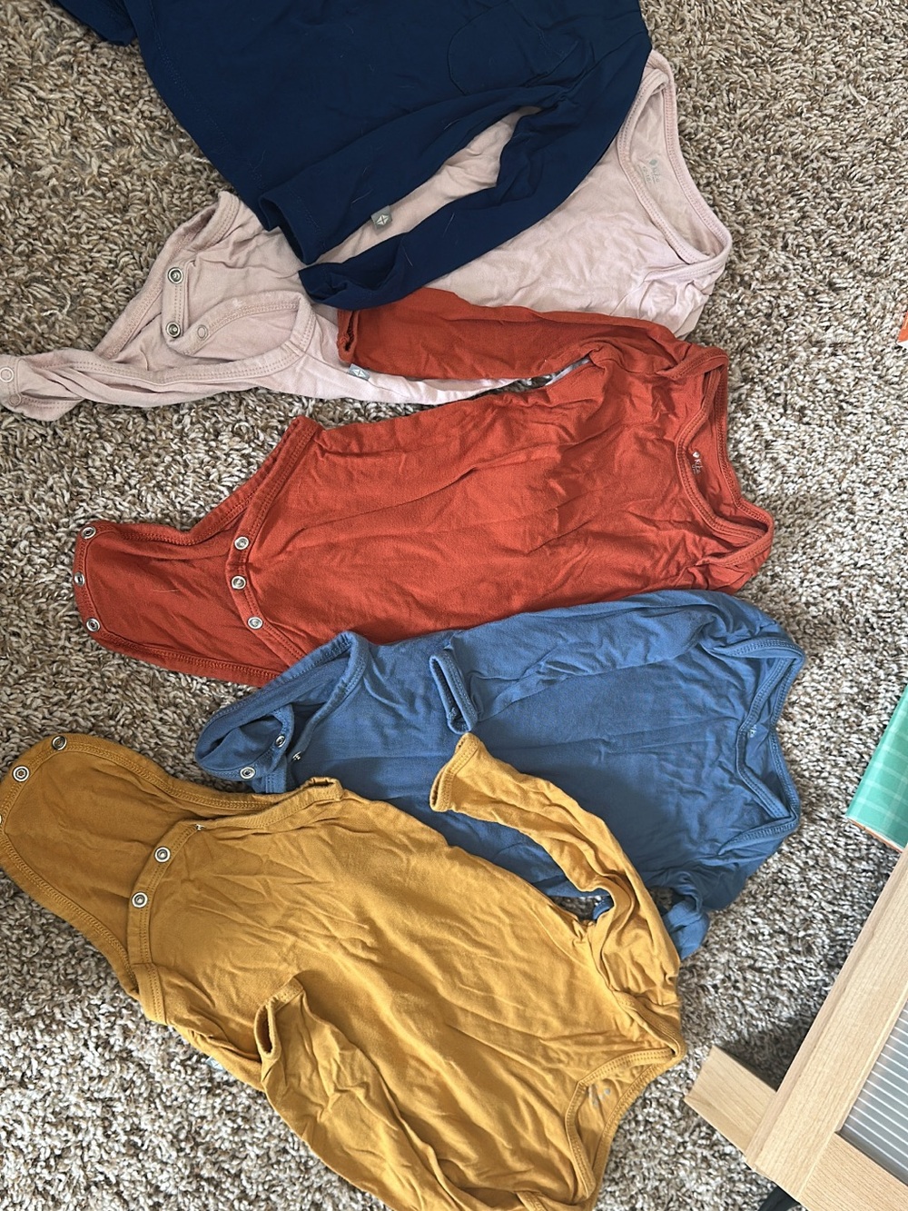 Kyte BABY Long-Sleeve Snap Bodysuit Set - Navy, Rust, Dusty Blue, Mustard, Blush